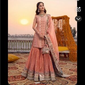 Elegant Peach Embroidered Lehenga Set
